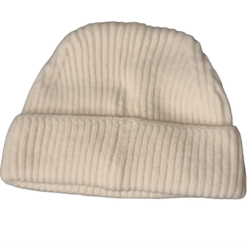 NWT Dolls Kill Cream Ribbed Buckle Beanie - Edgy Winter Skull Cap